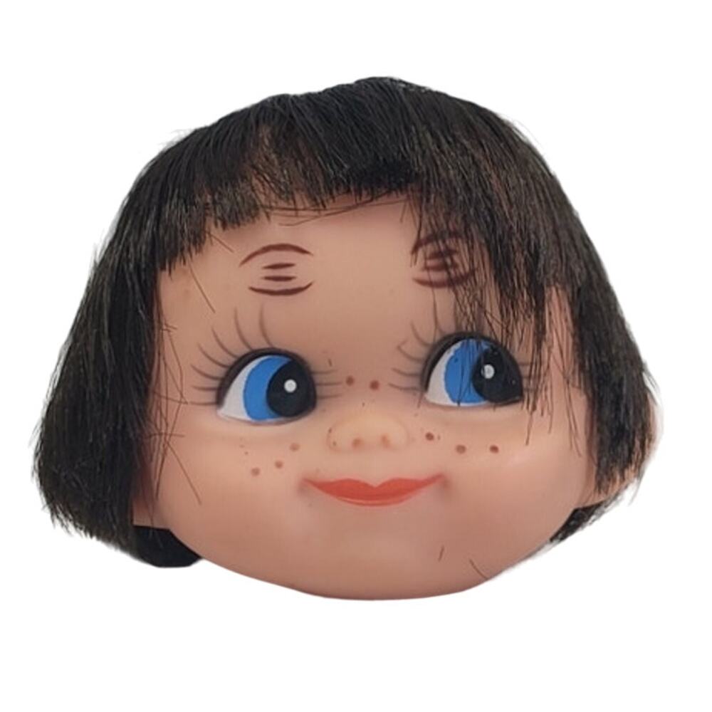 5 Vintage Soft Plastic New In Package Baby Doll Heads Brunette Brown Red Hair